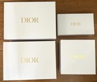 Lot of 4 Dior Gift Boxes Empty w/Ribbons Gold White Textured Brand New Authentic