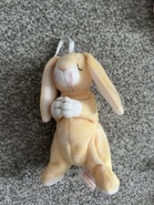 2001 Ty Beanie Grace Yellow & White Beanie Rabbit With Ribbon To Hang Up 12cm