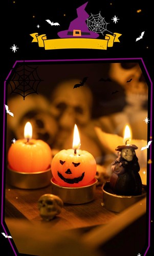 6 Packs Halloween Pumpkin Decor 1.6 x 2 Inches Tea Lights Candles Real Flaming - Picture 5 of 14