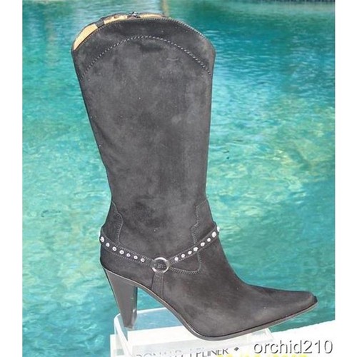 Donald Pliner Couture Suede Leather Boot Shoe New Western Rhinestone $450 NWT - Picture 6 of 6