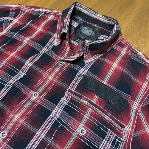 Harley Davidson HDMC SS Shirt Metal HD Snap Up Red/Black/White Plaid Mens M - Picture 4 of 9