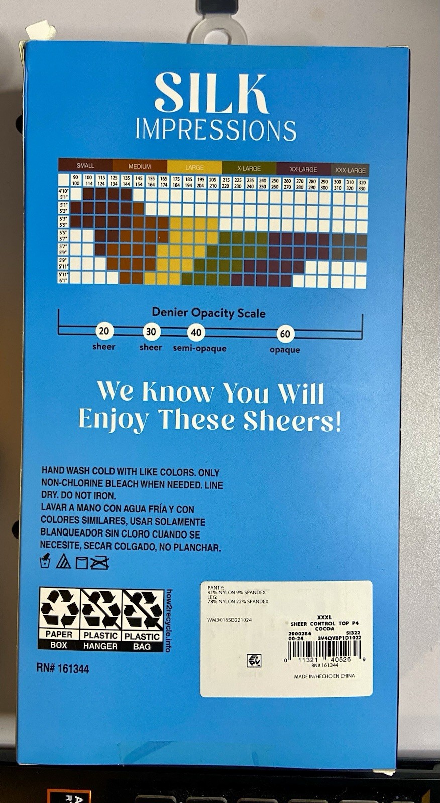 Silk Impressions 20 Denier Sheer Tights and Control Top Pantyhose for Women,XXXL