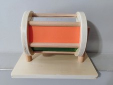 Tiger Montessori Wooden Sensory Spinning Rainbow Drum Baby Toy