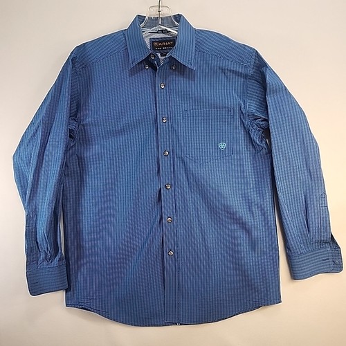Camisa Ariat Pro Series Para Hombre Mediana Azul A Cuadros Ligera Exterior Abotonada - Imagen 2 de 10