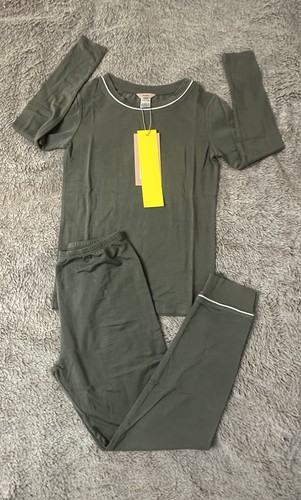 Eberjey Kids TENCEL Modal Unisex Long PJ Set Olive Size 8 New - Picture 2 of 13