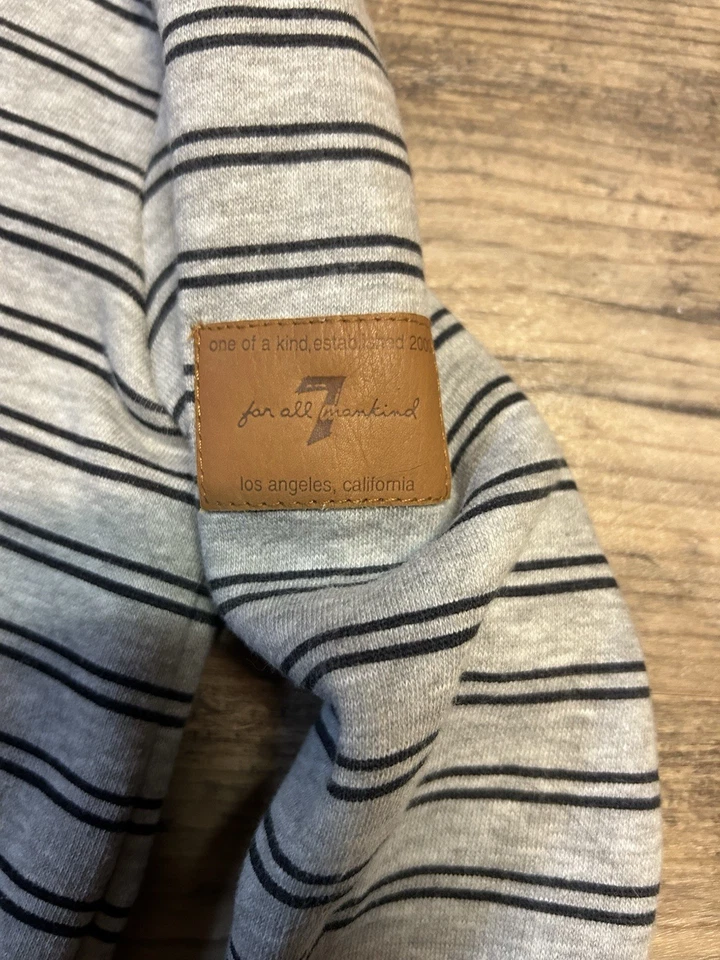 Sudadera con capucha 7 for All Mankind para niños talla 6 cremallera completa azul marino y gris Foto 3 de 4