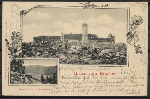 Deutsches Reich AK Ganzsache Gruss vom Brocken Brockenbahn 1900