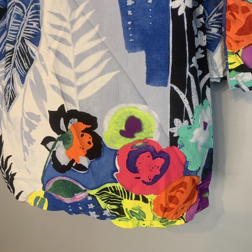 Jams World Shirt Women Medium Floral Hawaii USA Rayon Bright Colorful Top Ruffle - Picture 13 of 17
