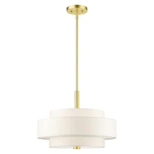 Livex Lighting 50874-12 Meridian Collection 4-Light Chandelier Off-White Hardbac