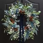 Winter Wreaths for Front Door 24 Inch Green Olive & Eucalyptus Wreath Blue 