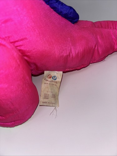 Vintage 1992 Fisher Price Bruce the Brontosaurus Plush Pink Puffalump Dinosaur - Picture 9 of 14