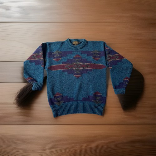 vtg eddie bauer Wool Aztec Sweater Pullover Mens M U3 - Picture 1 of 7