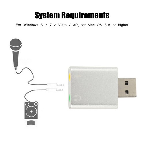 7.1 Channel External USB 2.0 To 3.5mm Stereo Sound Card Mic Adapter Spe CB - Afbeelding 8 van 9