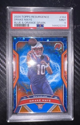 2024 Topps Resurgence - Drake Maye #164 Blue and Orange Spark (RC) PSA 9