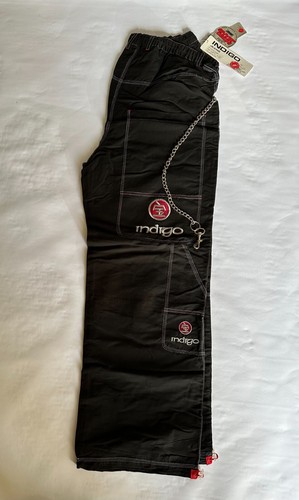 INDIGO JEANS BLACK TROUSERS UNISEX 100% POLYESTER FABRIC/MATERIAL - Picture 9 of 12