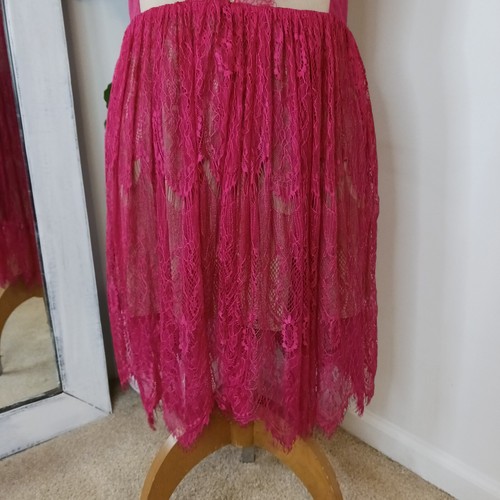 Size 12/Large Three Floor Rose Petal Pink Formal Cocktail Dress NWT Prom Sexy - Picture 6 of 13