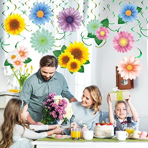30 Pcs Flowers Butterfly Hanging Swirl Decorations, Spring Summer Sunflower - Picture 4 of 8