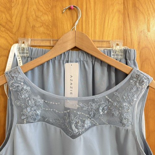 Traje Pantalón Azazie Madre de la Novia Maura 3 Piezas Azul Polvoriento Boda ¡Nuevo! Talla 10 - Imagen 5 de 19