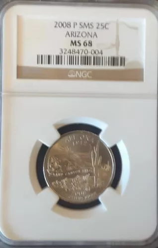 2008-P SMS 25c Arizona State Quarter NGC MS68 Ultra Cameo .