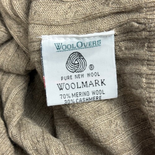 Woolovers Jumper Mens Medium Beige Cable Knit Merino Wool Cashmere Knit Sweater - Picture 6 of 10