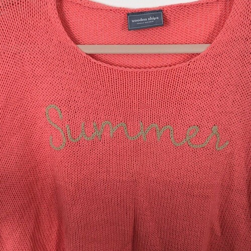 Wooden Ships | Coral Summer Embroidered Knit Top Size Small - Picture 4 of 6
