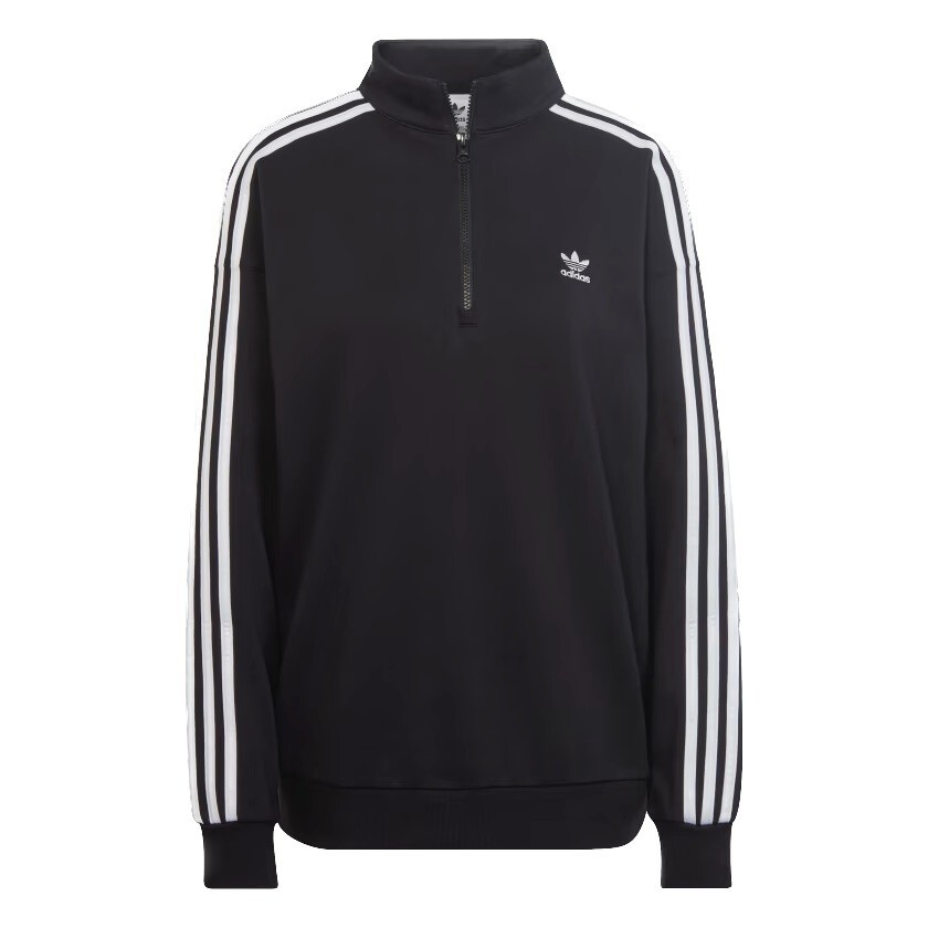 adidas Adicolor Trefoil Black Quarter-Zip Sweatshirt Women's