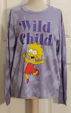 The Simpsons Shirt XS S M L XL 2X Wild Child Lisa Juniors Tie Dye Lavender NEW