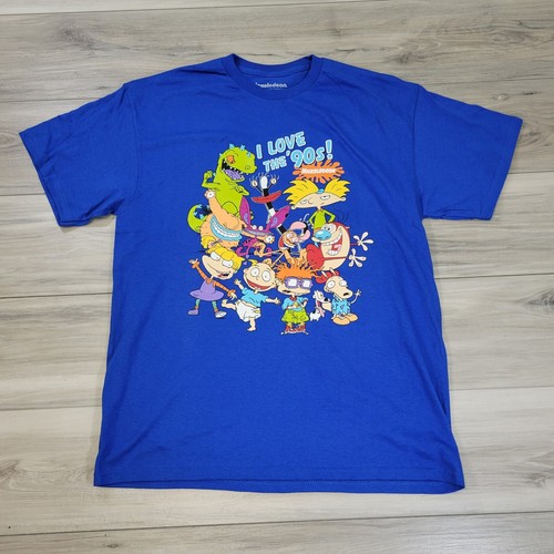 Nickelodeon T-Shirt Men's Large Blue I Love The 90