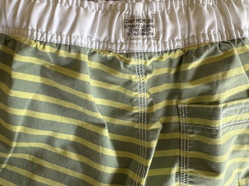 Gap Kids Surf Boys Sz Large 10 Swim Trunks Board Shorts Mesh Lined Green stripe - Picture 4 of 14