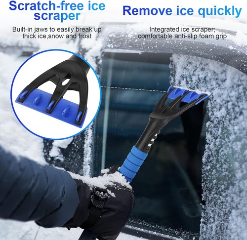 2-in-1Ice Scraper Snow Remover Windshield Scraper Winter Tool Car Van - Picture 8 of 14
