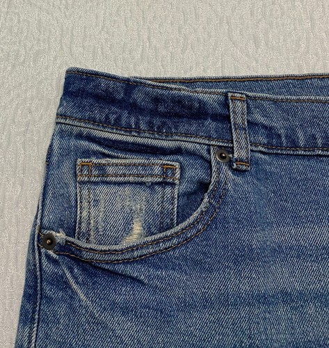 Wonder Nation Jeans Boys Size 14 Husky Blue Faded Wide Leg Distressed - Picture 3 of 10