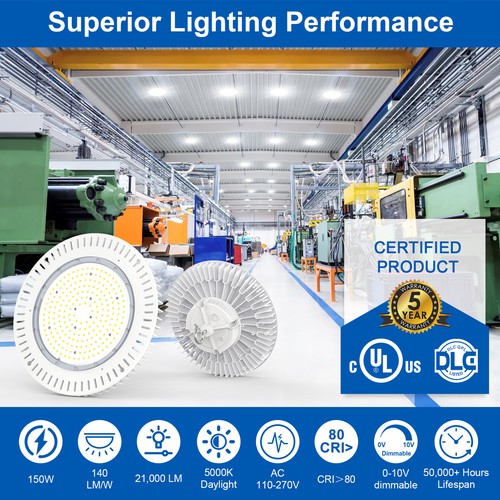 LED INDUSTRIAL HIGH BAY LIGHT 240W 5000K 100-277VAC WHITE 0-10V DIMMABLE 33600LM - Picture 5 of 11