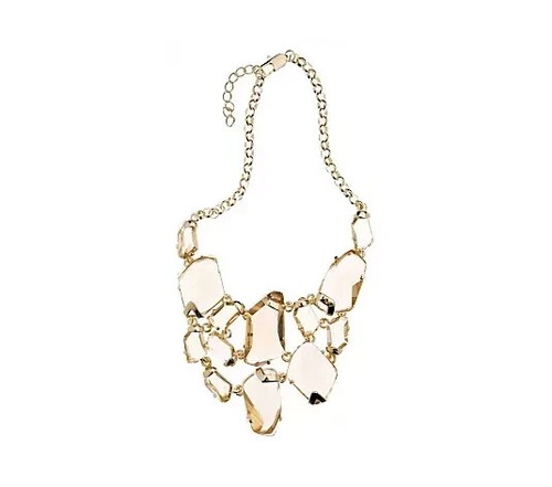 Kenneth Jay Lane Chunky Bib Gold Plate Faceted Topaz Crystal Statement Necklace - Picture 5 of 14