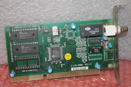 E-LAN-2000 UMC ISA 16-bit - BNC Coax - Ethernet LAN Network Netzwerk DOS ROM - Bild 1 von 2