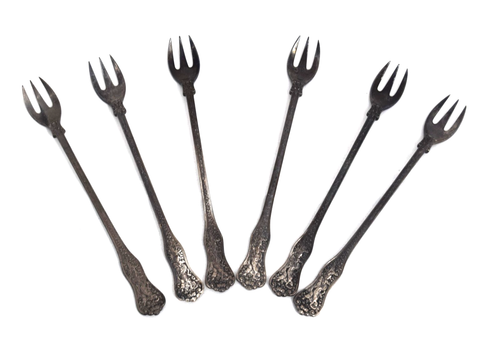 Antikes Tiffany & Co Set 6 Hors d'oeuvres Vorspeise Olivengabeln Sterlingsilber