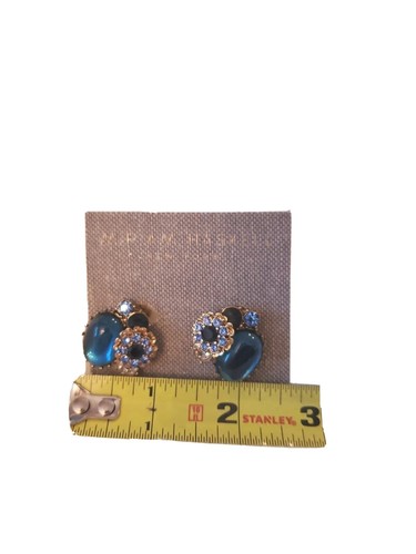 Vintage Rare 1950's Miriam Haskell NY Cobalt Blue Rhinestones Clip On Earrings - Picture 8 of 13