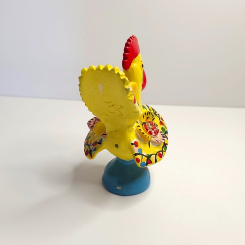 Estatuilla de arcilla gallo de la suerte pintada a mano vintage hecha en España - Imagen 3 de 8