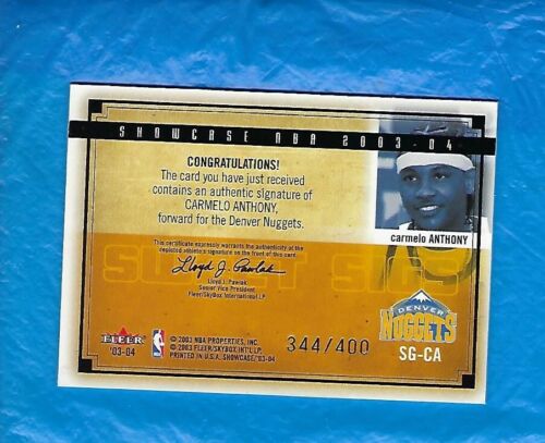 CARMELO ANTHONY AUTO 2003-04 FLEER SHOWCASE SWEET SIGS AUTOGRAFO ROOKIE #/# - Foto 2 di 2