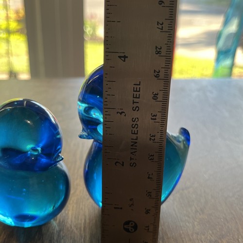 FM Konstglas Ronneby Sweden BLUE GLASS BIRD PAPERWEIGHTS MID CENTURY MODERN love - Picture 3 of 8