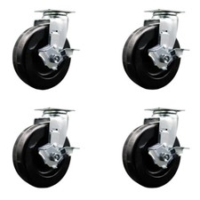 6 Inch Phenolic Swivel Caster Set with Ball Bearings and Brakes SCC