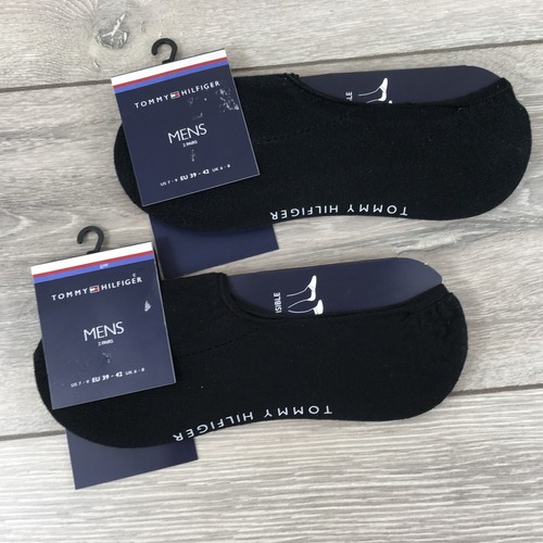 2 X Tommy Hilfiger Invisible Mens Sock No Show Socks White Black T361 - Picture 4 of 30