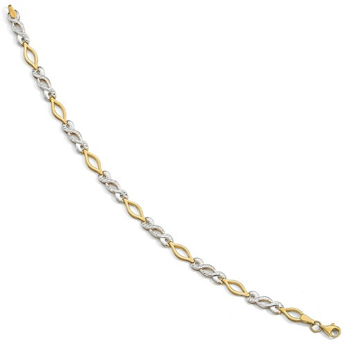 10k 10kt Two-tone Polished Diamond Cut Bracelet w/ Lobster 7.5 inch X 4.75 mm - Picture 2 of 3