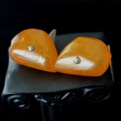 Poland Vintage Natural Transparent Baltic Amber Cufflinks Silver-tone, 8.5 gram - Picture 2 of 5