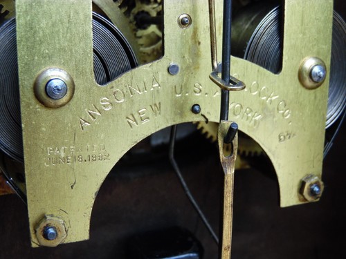 Antique ANSONIA Clock Company New York Mantle Clock 1882 Patent with Key Working - Picture 9 of 23