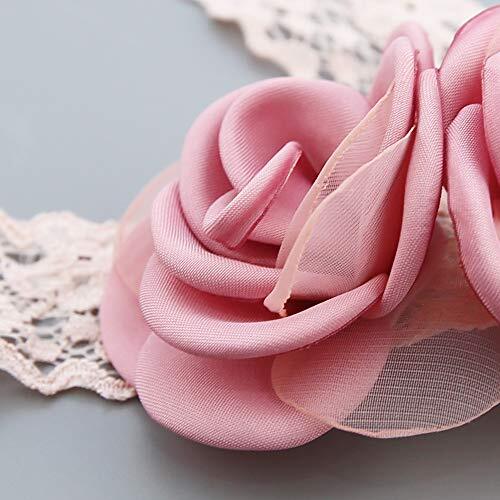 Baby Girls Pink Bows Headband Lace Flower Headwear for Toddler Babies Gold - Afbeelding 5 van 5