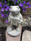 Stone Garden Frog Accordion player band  Statue Ornament Figure
