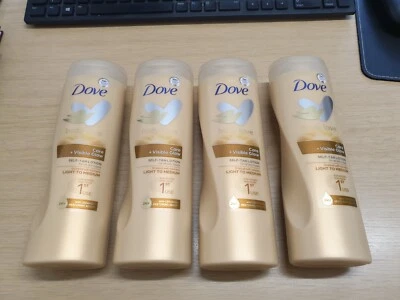 Dove Care + sichtbar leuchtend selbstbraun Lotion leicht bis mittel 400ml x 4 £18,99