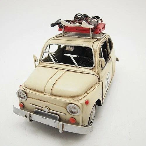Hand Made 1967 Cream Fiat with Ski Board 1:12 Model Car Automobile Figurine Deal - Image 4 of 4