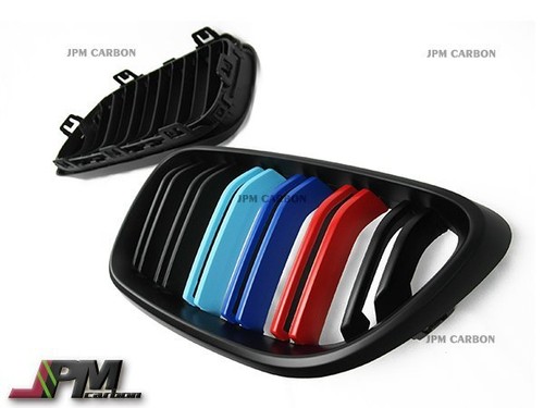 M Style Matte Black M Three Color Front Grille for 14-17 BMW F22 228i 235i Coupe - Picture 2 of 3