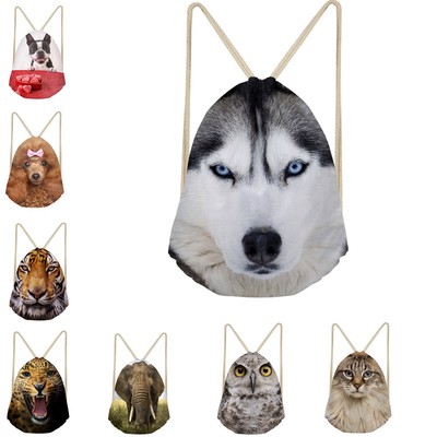 Gymsack Shoes Yoga Bag Drawstring Backpack Gym Bag Pouch Sack School Sport Wolf